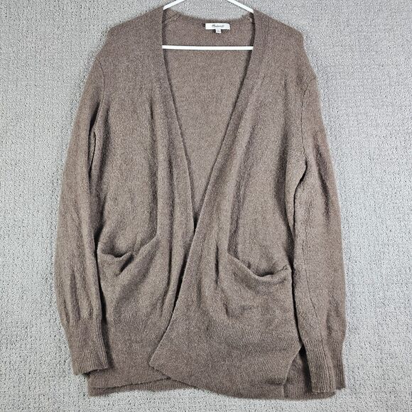Madewell Merino Alpaca Wool Blend Open Cardigan Sweater Womens XS Brown Knit - Picture 1 of 9